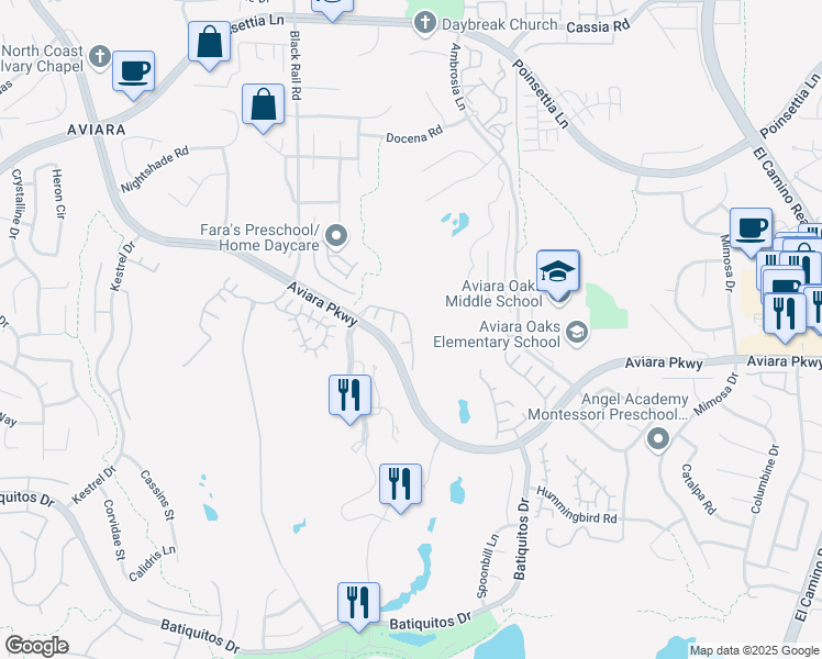 map of restaurants, bars, coffee shops, grocery stores, and more near 1561 Cormorant Drive in Carlsbad