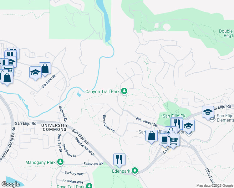 map of restaurants, bars, coffee shops, grocery stores, and more near 1628 Windemere Drive in San Marcos