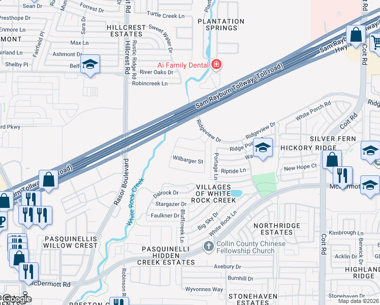 map of restaurants, bars, coffee shops, grocery stores, and more near 4540 El Paso Drive in Plano