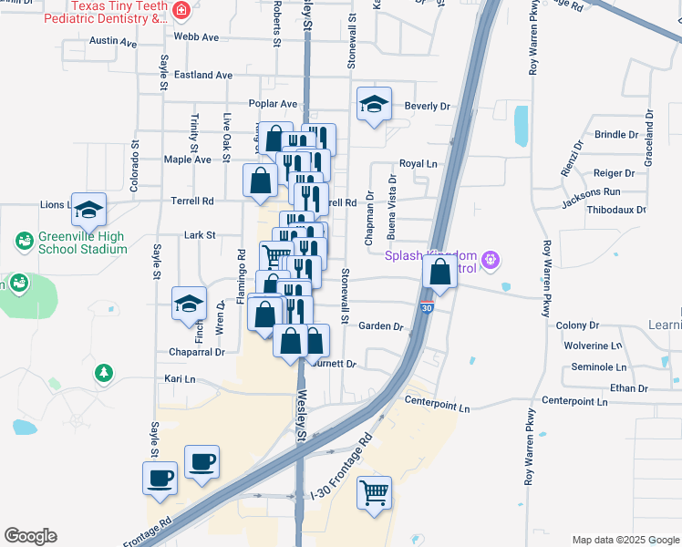 map of restaurants, bars, coffee shops, grocery stores, and more near 2604 Hillcrest Ave in Greenville