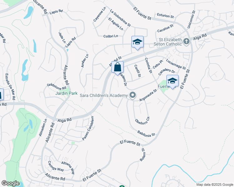 map of restaurants, bars, coffee shops, grocery stores, and more near 6820 Luciernaga Court in Carlsbad