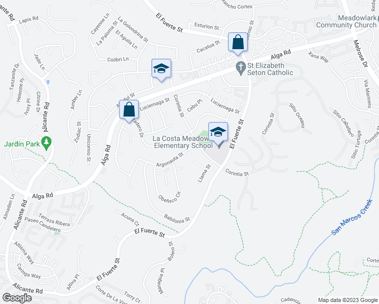 map of restaurants, bars, coffee shops, grocery stores, and more near 2739 Argonauta Street in Carlsbad