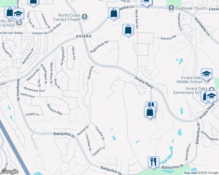 map of restaurants, bars, coffee shops, grocery stores, and more near 7109 Tatler Road in Carlsbad