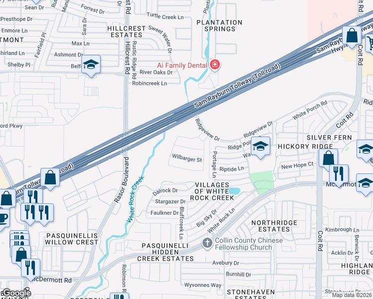 map of restaurants, bars, coffee shops, grocery stores, and more near 4540 El Paso Drive in Plano