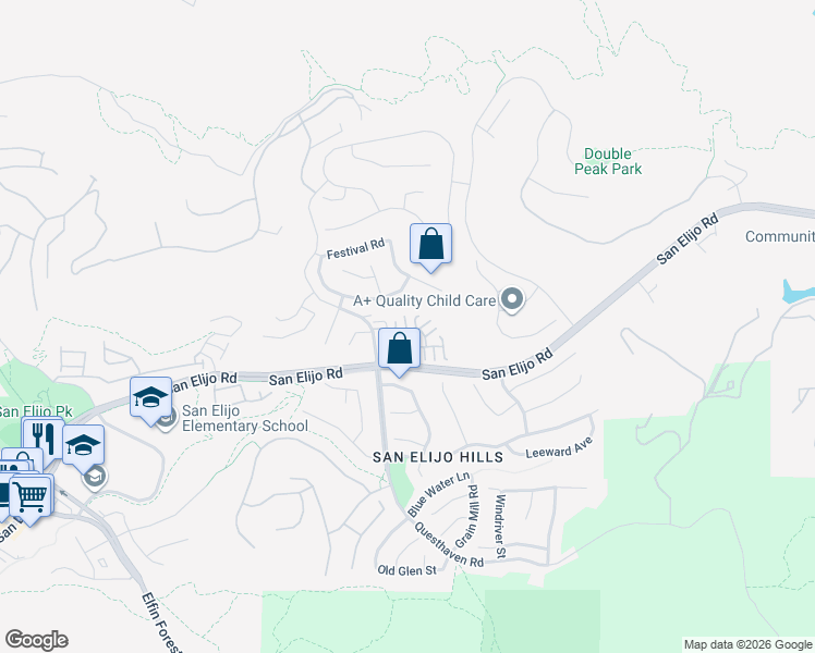 map of restaurants, bars, coffee shops, grocery stores, and more near 1387 Dolomite Way in San Marcos