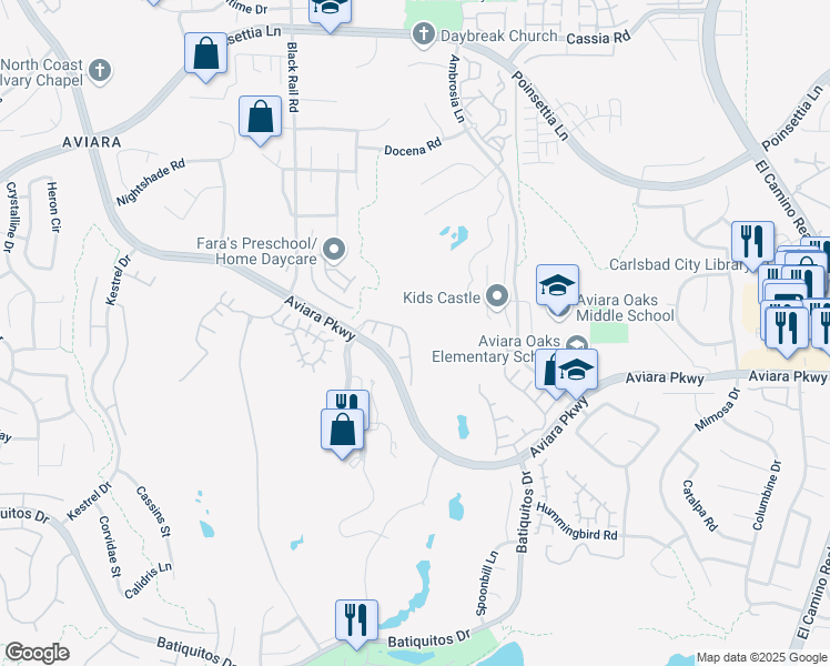 map of restaurants, bars, coffee shops, grocery stores, and more near 1616 Cormorant Drive in Carlsbad