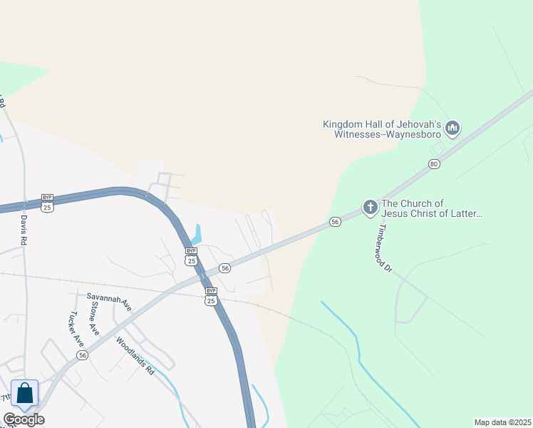 map of restaurants, bars, coffee shops, grocery stores, and more near 13 Ashton Village in Waynesboro