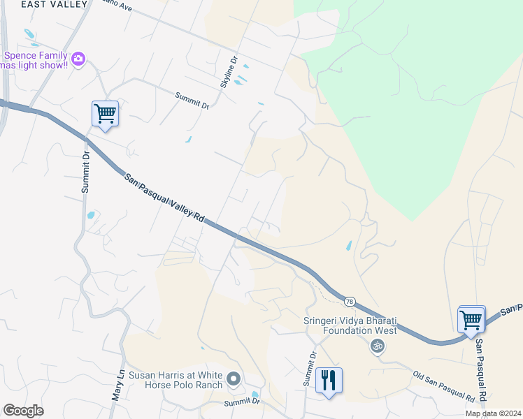 map of restaurants, bars, coffee shops, grocery stores, and more near 1572 Cool Ridge Heights in Escondido