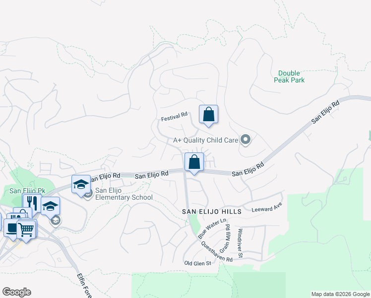 map of restaurants, bars, coffee shops, grocery stores, and more near 1421 Chert Drive in San Marcos