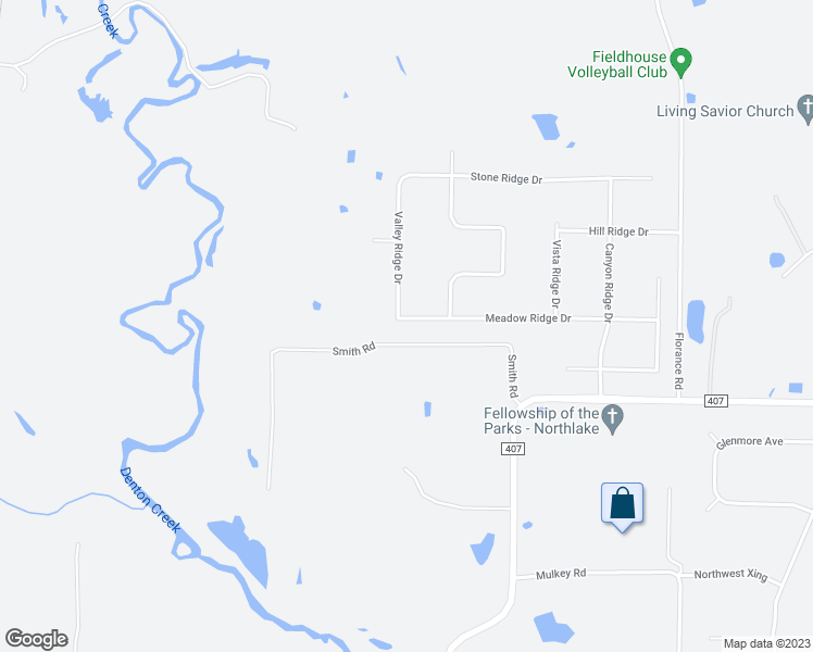 map of restaurants, bars, coffee shops, grocery stores, and more near 8021 Meadow Ridge Drive in Northlake