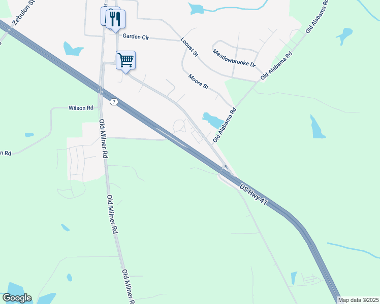 map of restaurants, bars, coffee shops, grocery stores, and more near Highway 7 in Milner