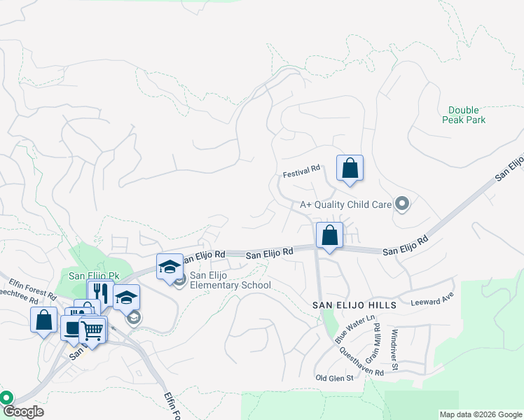 map of restaurants, bars, coffee shops, grocery stores, and more near 970 Idyllwild Way in San Marcos