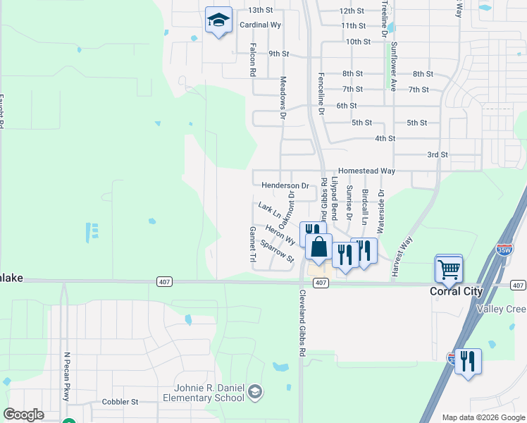map of restaurants, bars, coffee shops, grocery stores, and more near 1808 Heron Way in Argyle
