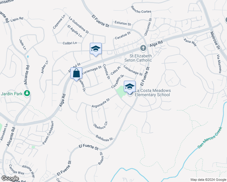 map of restaurants, bars, coffee shops, grocery stores, and more near 6809 Corintia Street in Carlsbad