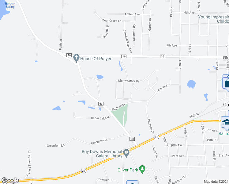 map of restaurants, bars, coffee shops, grocery stores, and more near 927 Meriweather Drive in Calera