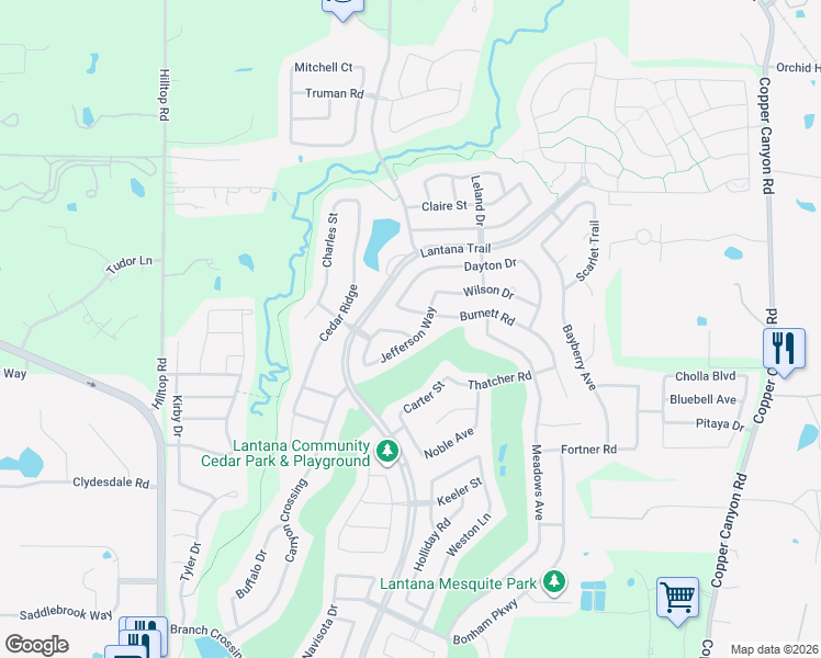 map of restaurants, bars, coffee shops, grocery stores, and more near 8204 Victoria Drive in Argyle