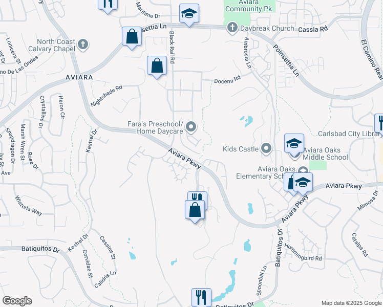 map of restaurants, bars, coffee shops, grocery stores, and more near 6779 Palermi Place in Carlsbad