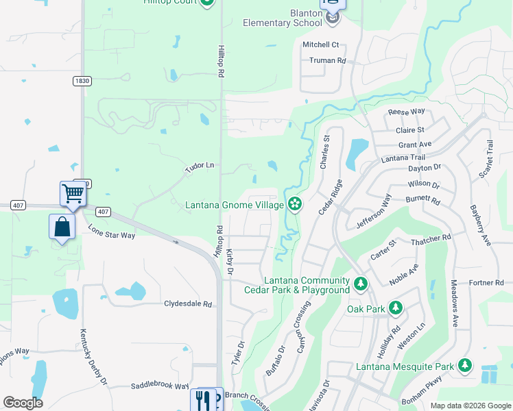 map of restaurants, bars, coffee shops, grocery stores, and more near 1120 Montgomery Way in Argyle
