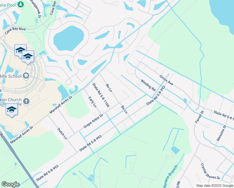 map of restaurants, bars, coffee shops, grocery stores, and more near 316 Bo Lane in Summerville