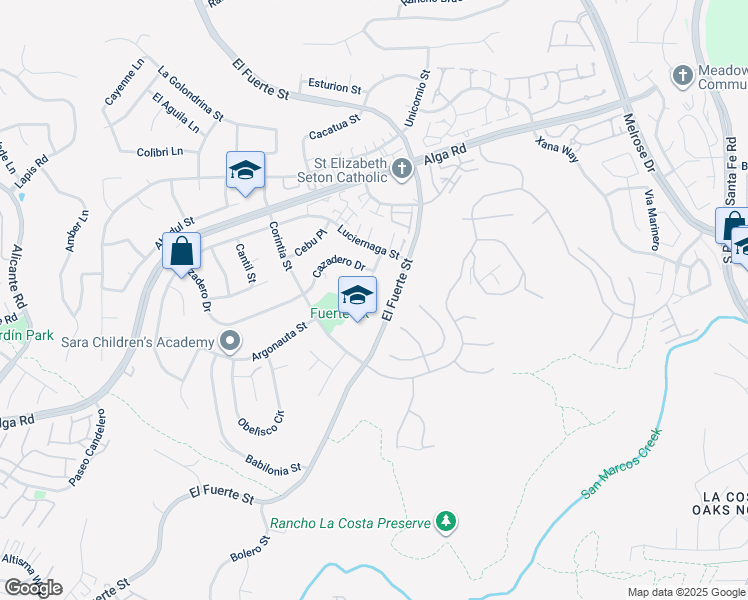 map of restaurants, bars, coffee shops, grocery stores, and more near 6844 Urubu Street in Carlsbad