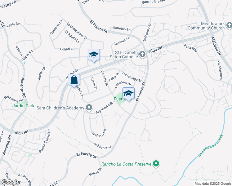 map of restaurants, bars, coffee shops, grocery stores, and more near 2805 Cazadero Drive in Carlsbad