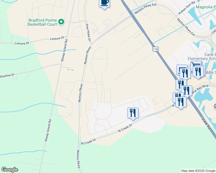 map of restaurants, bars, coffee shops, grocery stores, and more near 888 Barefoot Lane in Summerville