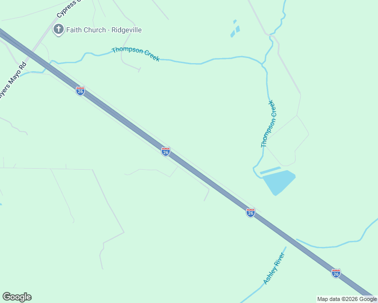 map of restaurants, bars, coffee shops, grocery stores, and more near 104 Fivel Ln in Ridgeville