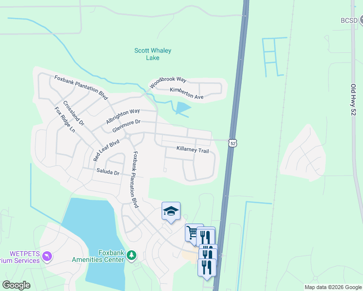 map of restaurants, bars, coffee shops, grocery stores, and more near 222 Killarney Trail in Moncks Corner