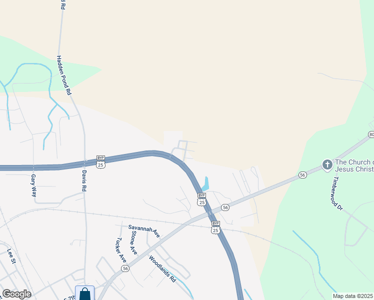 map of restaurants, bars, coffee shops, grocery stores, and more near Burke Veterans Parkway in Waynesboro
