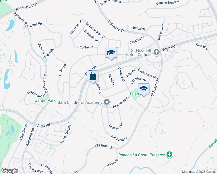 map of restaurants, bars, coffee shops, grocery stores, and more near 6732 Antilope Street in Carlsbad