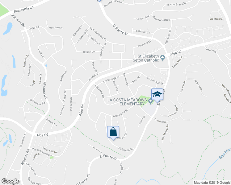 map of restaurants, bars, coffee shops, grocery stores, and more near 6739 Cantil Street in Carlsbad