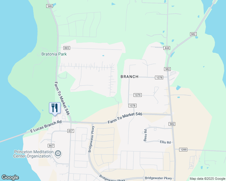 map of restaurants, bars, coffee shops, grocery stores, and more near 7365 Farm to Market Road 546 in Princeton