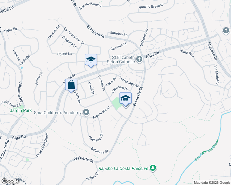 map of restaurants, bars, coffee shops, grocery stores, and more near 2819 Cazadero Drive in Carlsbad