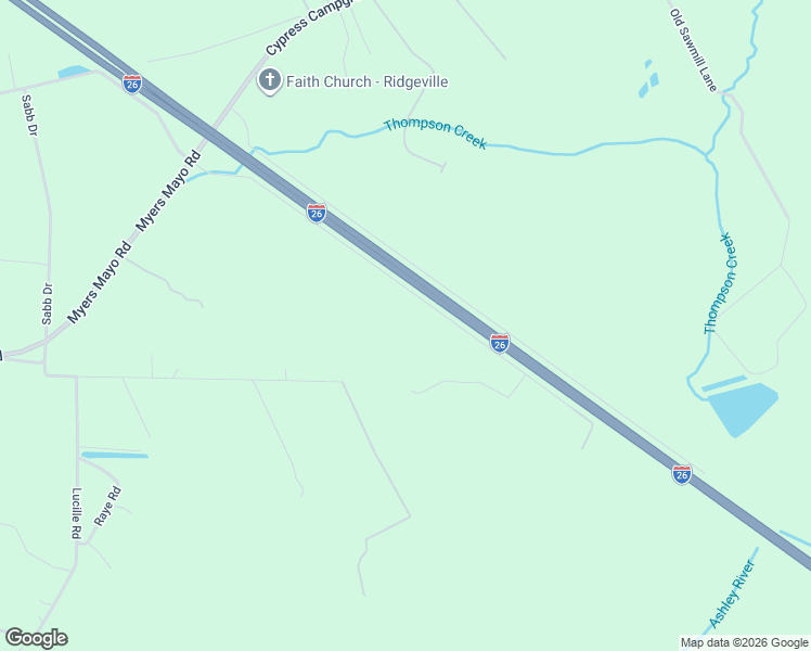 map of restaurants, bars, coffee shops, grocery stores, and more near 239 Rudd Road in Ridgeville