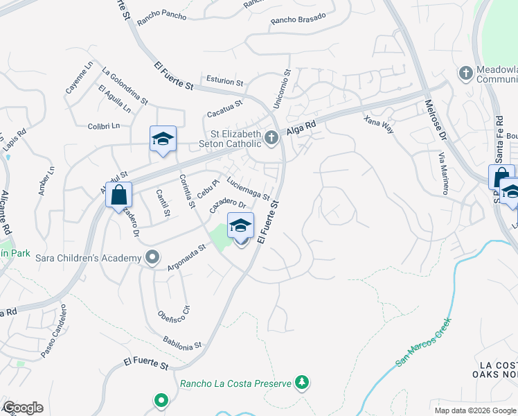 map of restaurants, bars, coffee shops, grocery stores, and more near 6814 Urubu Street in Carlsbad