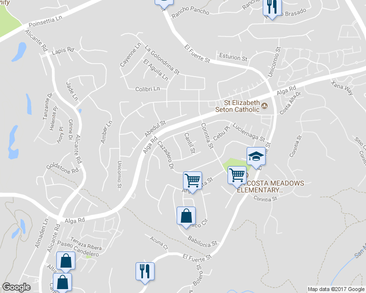 map of restaurants, bars, coffee shops, grocery stores, and more near 6720 Antilope Street in Carlsbad
