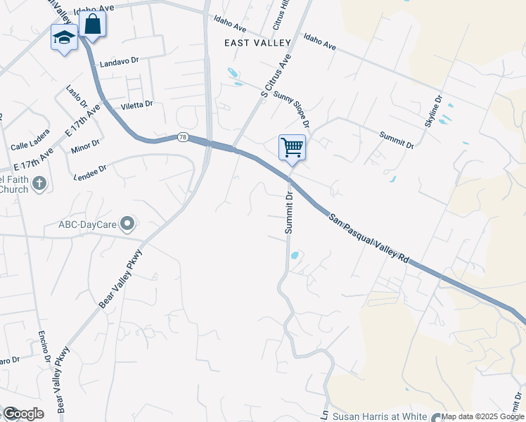 map of restaurants, bars, coffee shops, grocery stores, and more near 2059 Summit Drive in Escondido