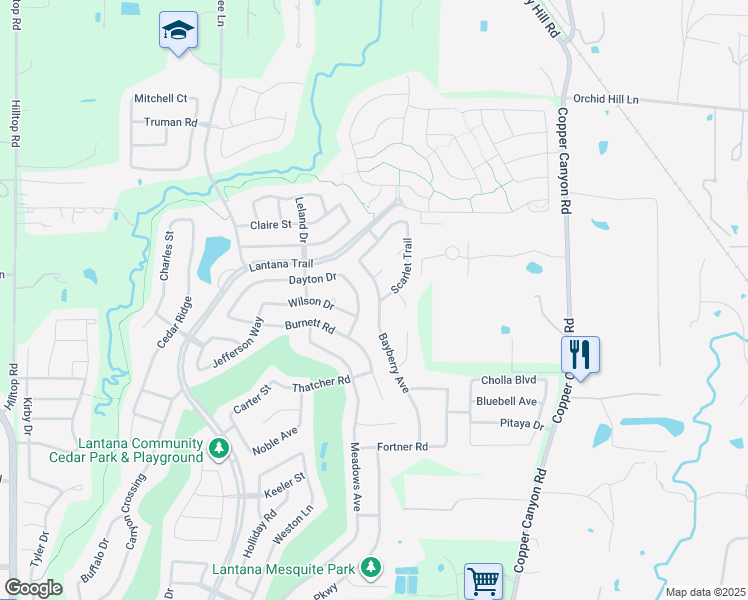 map of restaurants, bars, coffee shops, grocery stores, and more near 8701 Bayberry Avenue in Argyle