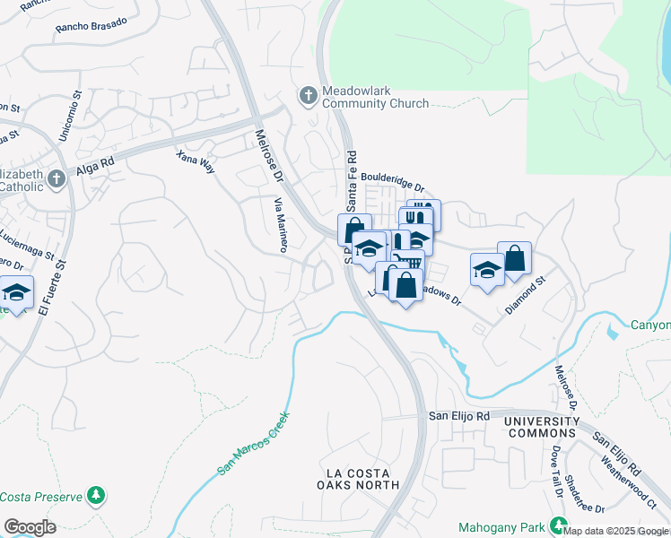 map of restaurants, bars, coffee shops, grocery stores, and more near 3430 Filoli Circle in Carlsbad