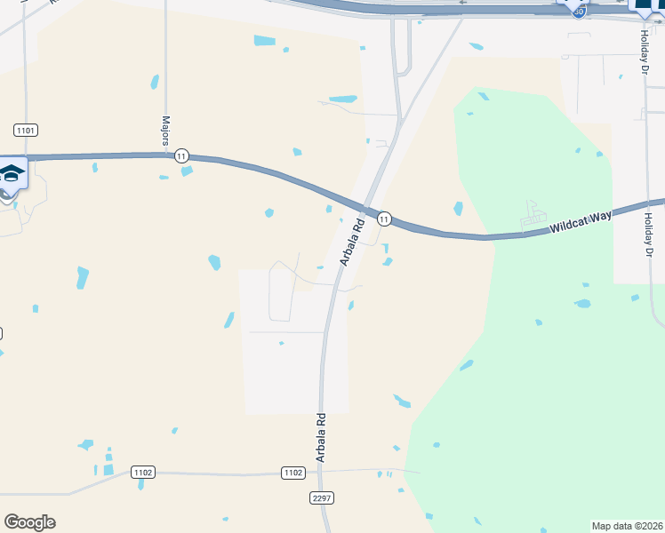 map of restaurants, bars, coffee shops, grocery stores, and more near 1701 Arbala Road in Sulphur Springs