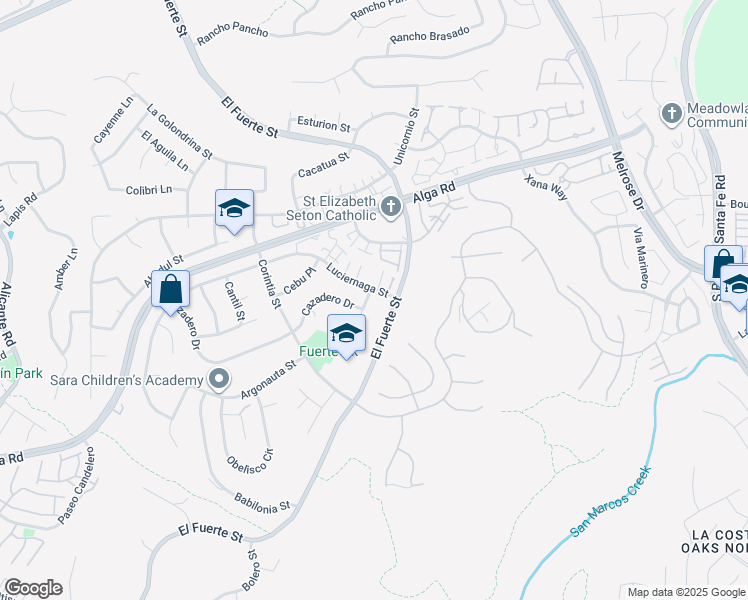 map of restaurants, bars, coffee shops, grocery stores, and more near 6808 Urubu Street in Carlsbad