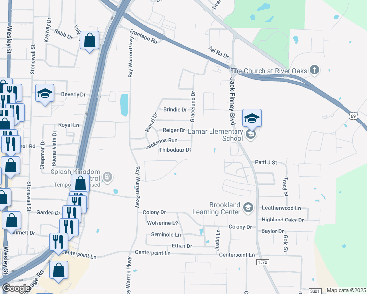 map of restaurants, bars, coffee shops, grocery stores, and more near 1408 Thibodaux Drive in Greenville