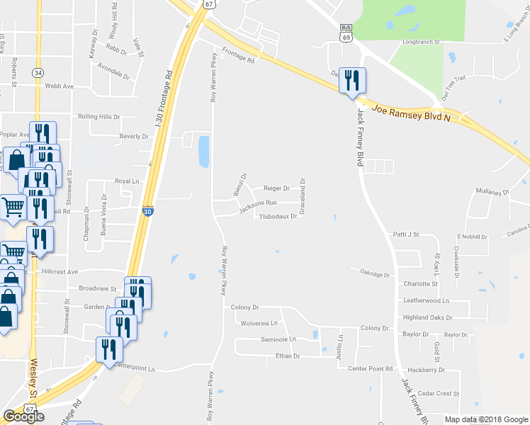 map of restaurants, bars, coffee shops, grocery stores, and more near 1426 Thibodaux Drive in Greenville
