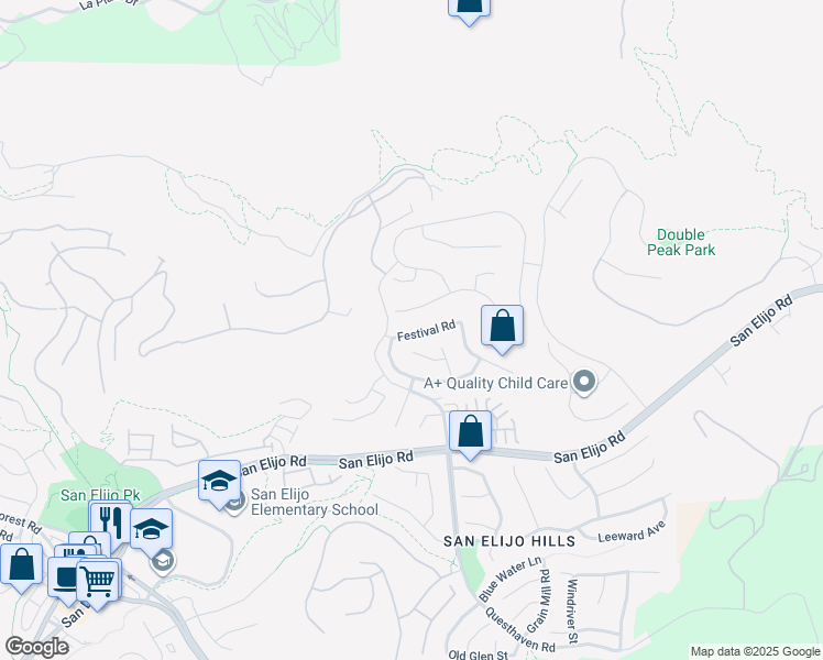 map of restaurants, bars, coffee shops, grocery stores, and more near 1110 Festival Road in San Marcos