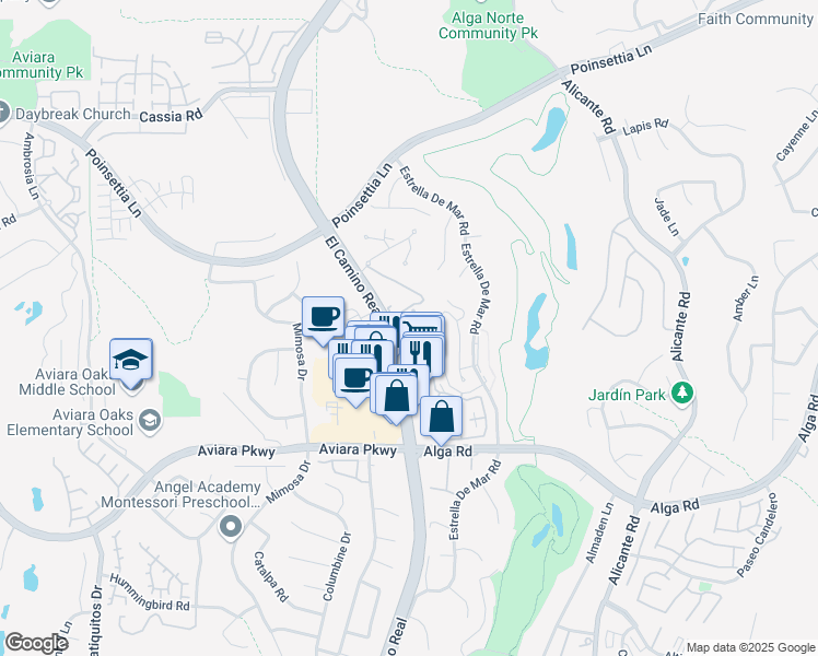 map of restaurants, bars, coffee shops, grocery stores, and more near 6969 Sandpiper Place in Carlsbad