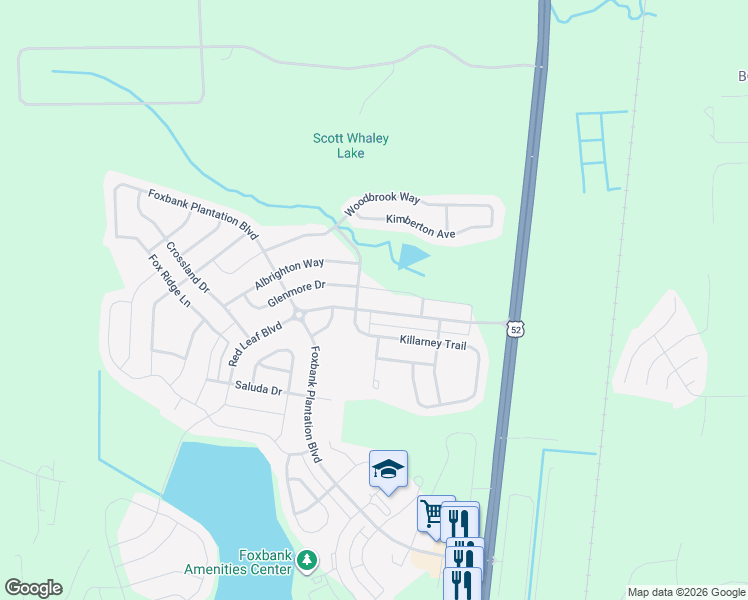 map of restaurants, bars, coffee shops, grocery stores, and more near 140 Red Leaf Boulevard in Moncks Corner
