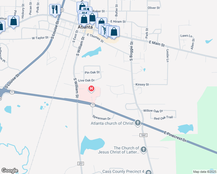 map of restaurants, bars, coffee shops, grocery stores, and more near 402 Tanglewood Drive in Atlanta