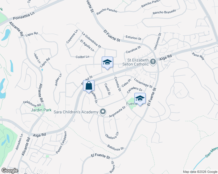 map of restaurants, bars, coffee shops, grocery stores, and more near 6710 Cantil Street in Carlsbad