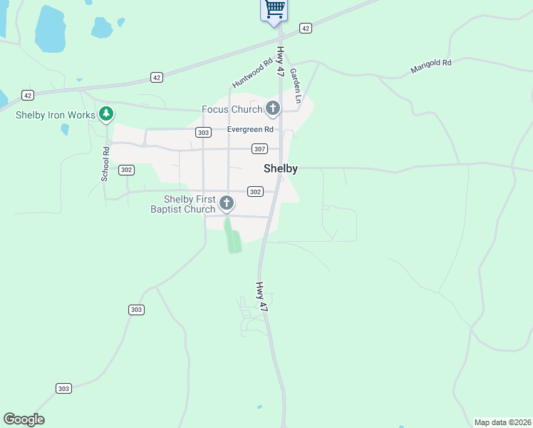 map of restaurants, bars, coffee shops, grocery stores, and more near 12 Heritage Road in Shelby