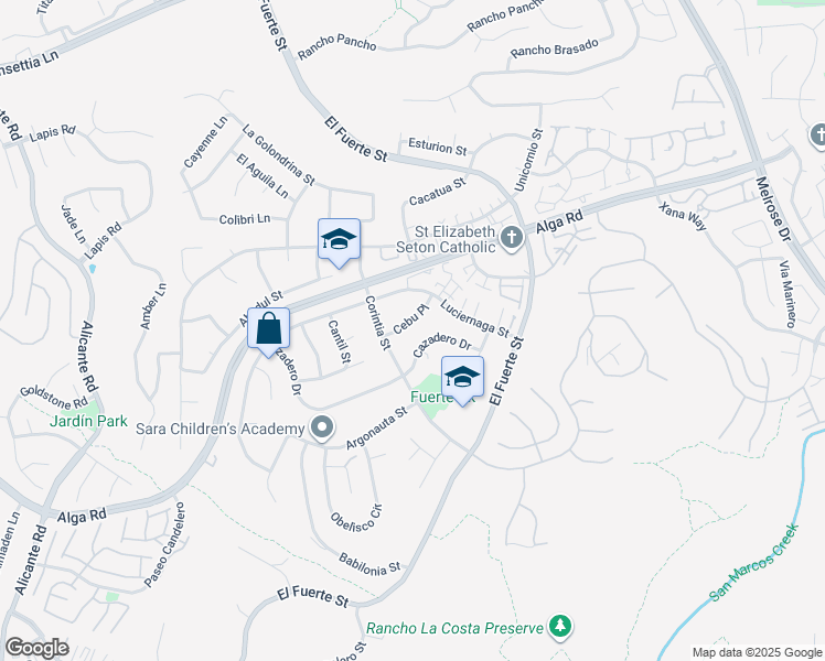 map of restaurants, bars, coffee shops, grocery stores, and more near 2821 Cebu Place in Carlsbad